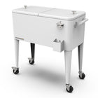 Permasteel - Glacière de patio rétro 80 pintes sur roulettes avec séparateur - blanche-Sa grande capacité de 80 pintes offre un espace généreux pouvant contenir jusqu’à 110 canettes de 12 oz, plus de la glace.