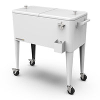 Permasteel - Glacière de patio rétro 80 pintes sur roulettes avec séparateur - blanche-Sa grande capacité de 80 pintes offre un espace généreux pouvant contenir jusqu’à 110 canettes de 12 oz, plus de la glace.