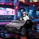 Qaba - Mercedes-Benz AMG CLA 45 voiture électrique sous licence 12V à chevaucher - noir-Comprend des roues auxiliaires pour un déplacement stable sans alimentation 