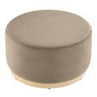 Modway - Tilden Grand Velours rond de performance de 29" Rembourré Ottoman - Taupe Natural-Glissements au pied sans marquer