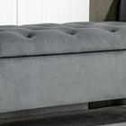 HOMCOM - Banc ottoman de rangement rembourré avec accoudoirs - gris-Matériau : Velours (100% polyester), mousse, bois d’hévéa 