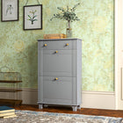 HOMCOM - Armoire à chaussures étroite avec 2 tiroirs basculants pour rangement - gris-Deux tiroirs basculants pouvant contenir jusqu’à 8 paires de chaussures 