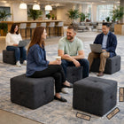 Exform - Lilith Cube - Tabouret, pouf, table d'appoint - Chenille grise-Fonctionnalités : Peut servir de table d'appoint, de repose-pieds, de pouf ou de siège supplémentaire.