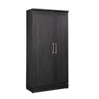 Sauder - Meuble de rangement HomePlus - Chêne corbeau-Rangement multi-pièces:  Cette armoire fonctionnelle peut répondre à vos besoins de rangement dans diverses pièces – salon, bureau, cuisine, buanderie ou salle de bain.    RANGEMENT SPACIEUX – Deux étagères réglables et une étagère fixe derrière chaque porte. La porte de rangement pivotante dispose de trois étagères réglables et de trois étagères fixes