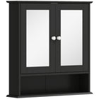 Kleankin - Armoire à pharmacie murale avec miroir - noir-Design élégant, idéal pour la cuisine, la salle de bain et plus encore 