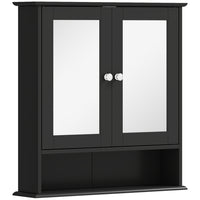 Kleankin - Armoire à pharmacie murale avec miroir - noir-Design élégant, idéal pour la cuisine, la salle de bain et plus encore 