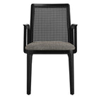 Modway - Monarch Bois et rotin Fauteuil à manger - Noir Noir Gris-8