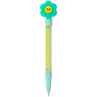 Merangue - Stylo à bille orné d'un embout floral et de perles-Baril transparent rempli de perles de cristal colorées et scintillantes
