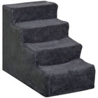PawHut - Escalier pour animaux à 4 marches, escalier pour chat, pour grimper sur le lit - gris foncé-Aidez à prévenir les blessures des animaux causées par les sauts sur les meubles grâce à nos escaliers adaptés aux animaux 