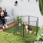 PawHut - Parc pliable pour chien 6 panneaux avec porte et sangle - 31,5 po L-Convient aussi bien à l'intérieur qu'à l'extérieur
