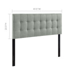 Modway - Lily Tissu rembourré Tête de lit Queen, Gris-Convient aux lits queen size