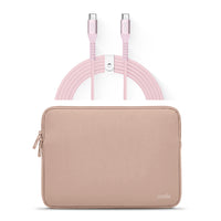 LOGiiX - Vibrance Neo Ensemble de housse avec câble USB-C vers USB-C - Rose-Housse en néoprène de 13 po et câble USB-C vers USB-C de 2,5 m (8,2 pi) pour une portée étendue