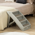 PawHut - Escalier pour chien pliable portable à 4 niveaux - gris-Se plie facilement et peut être rangé lorsqu'il n'est pas utilisé 