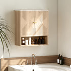 HOMCOM - Armoire murale de salle de bain avec étagère réglable, étagère ouverte et dessus effet marbre - chêne-Design unique qui rehausse le style et la décoration de votre salle de bain