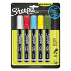 Sharpie - Marqueur craie à effacement humide - Pointe moyenne - Couleurs standard variées - Paquet de 5-Créez des marques nettes, qui attirent l’attention, dans de vives couleurs opaques