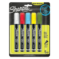 Sharpie - Marqueur craie à effacement humide - Pointe moyenne - Couleurs standard variées - Paquet de 5-Créez des marques nettes, qui attirent l’attention, dans de vives couleurs opaques
