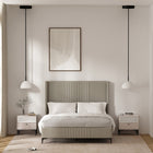 Manhattan Comfort - Lot de 2 tables de chevet modernes Amara 39,4" - Rose pâle et blanc-Comprend 1 étagère ouverte et 1 tiroir à extension totale