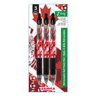 Zebra - Motif football Stylos à bille rétractables Z-Grip - 1,0 mm - Noir - Paquet de 3-Encre noire