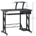 HOMCOM - Bureau d'ordinateur avec plateau clavier - 35,4 po L x 19,7 po l x 39,4 po H - noir-Ce petit bureau offre suffisamment d’espace pour bouger les jambes