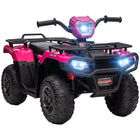 Aosom - VTT pour enfants 12 V à batterie avec musique, lumières LED et pneus à crampons - Rose-Comprend trois phares à DEL et de la musique pour offrir une expérience de conduite réaliste 