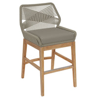 Modway - Wellspring Terrasse extérieure Teck et corde Tabouret de comptoir - Greige gris clair-Finition du bois naturel