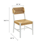Modway - Bodie Chaise à manger - White Natural-Siège et dossier en corde de papier tissée