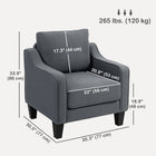 HOMCOM - Fauteuil avec ressorts ensachés - épais rembourrage pour salon - gris charbon-Esthétique moderne qui complète la décoration contemporaine  
