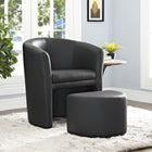 Modway - Divulge Fauteuil et ottoman - Noir-Cuir synthétique rembourré en mousse