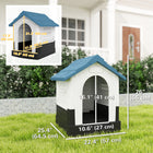 PawHut - Niche pour chien d’extérieur avec fenêtres pour miniature - bleu-Comprend une porte à l'avant et trois fenêtres, permettant à l'air de circuler pour la ventilation 