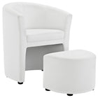 Modway - Divulge Fauteuil et ottoman - Blanc-Fauteuil moderne