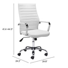 Zuo - Primero Chaise de bureau - Blanc-7