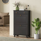 HOMCOM - Armoire à chaussures étroite avec 2 tiroirs basculants pour rangement - noir-Design compact adapté aux espaces étroits