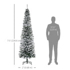 HOMCOM - Sapin de Noël artificiel forme crayon enneigé - mince-L'arbre en forme de crayon est peu encombrant 