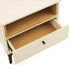 Manhattan Comfort - Lot de 2 tables de chevet modernes Amara 39,4" - Crème et chêne naturel-Comporte une élégante poignée bouton ronde en métal noir pour une utilisation facile