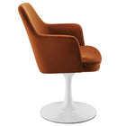Modway - Lippa Salle à manger pivotante Performance Velvet Fauteuil - Rouille Blanche-Anneau en plastique en caoutchouc pour la protection des planchers