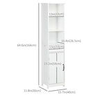 Kleankin - Armoire colonne pour salle de bain avec trois étagères ouvertes - blanc-La surface en MDF et panneaux de particules est peinte, lisse et facile à nettoyer 