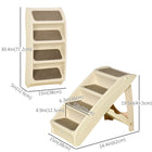 PawHut - Escalier pour chien pliable portable à 4 niveaux - beige-Appui sûr et stable pour les animaux grâce à la rampe latérale intégrée et aux tapis antidérapants 