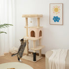 PawHut - Arbre à chat 52 po avec poteaux à griffer, lit, condo - beige-Le revêtement en peluche douce offre un confort douillet aux chats 