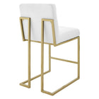Modway - Privy Acier inoxydable doré Tissu rembourré Tabouret de comptoir - Or Blanc-Aucune assemblée requise