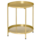 HOMCOM - Table d’appoint dorée à 2 niveaux - or-Le design moderne s'adapte facilement à tout style de maison, comme le salon, la chambre, le balcon, le bureau 