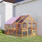 PawHut - Enclos extérieur pour chat avec passerelles et auvent résistant aux intempéries - 110,2 po L x 73 po l x 74 po H - orange-Le auvent protège de la pluie et du soleil 