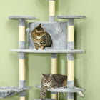 PawHut - grand arbre à chat 79 po avec poteaux à griffer, hamac - gris clair-Poteaux en sisal pour gratter et aiguiser les griffes 