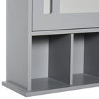 Kleankin - Armoire de salle de bain murale avec miroir et trois étagères - gris-Matériau : MDF, Verre miroir 