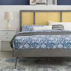 Modway - Kelsea Canne et bois Lit à plateforme complet avec pieds écartés, Gris-Construction en bois, MDF et placage