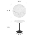 Modway - Lippa Rond de 20 po Faux marbre Table d’appoint - Noir Blanc-Table en marbre artificiel