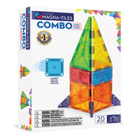 Magna-Tiles - Ensemble de construction magnétique combiné de 20 pièces-Ce Qui Est Inclus: 4 triangles droits mircoMAGS, 8 carrés mircoMAGS, 4 triangles isocèles, 4 carrés  