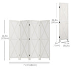 HOMCOM - Séparateur de pièce autoportant à 4 panneaux pour chambre et bureau - blanc-9 charnières métalliques assurent la stabilité et garantissent une extension et une rétraction fluides 
