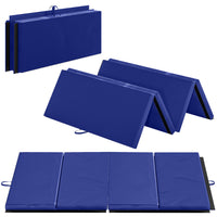 Soozier - Tapis De Gymnastique Pliant 4 pi l x 6 pi L x 2 po P - Tapis D’Exercice Avec Poignées Pour Yoga - Mma - Arts Martiaux - Bleu-Tapis de roue parfait pour les exercices de roulade, les programmes d’entraînement, le pilates, l’étirement, le yoga, les arts martiaux, la gymnastique, les activités en crèche, et bien plus encore    