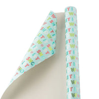  JAM PAPER - Papier cadeau de Noël - 76 cm x 76 cm - Bleu clair « Let it Snow »-Motif : Bleu clair « Let it Snow », Superficie : 25 pi²