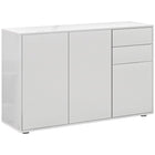 HOMCOM - Buffet latéral haute brillance 46,1 po L avec 2 tiroirs - blanc-Idéal pour ranger la vaisselle, les verres, les tasses, les livres et plus encore 
